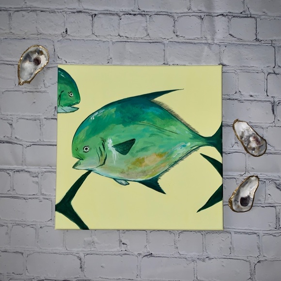 Butterfish Acrylic Painting on 12 x 12 Canvas - Picture 2 of 5